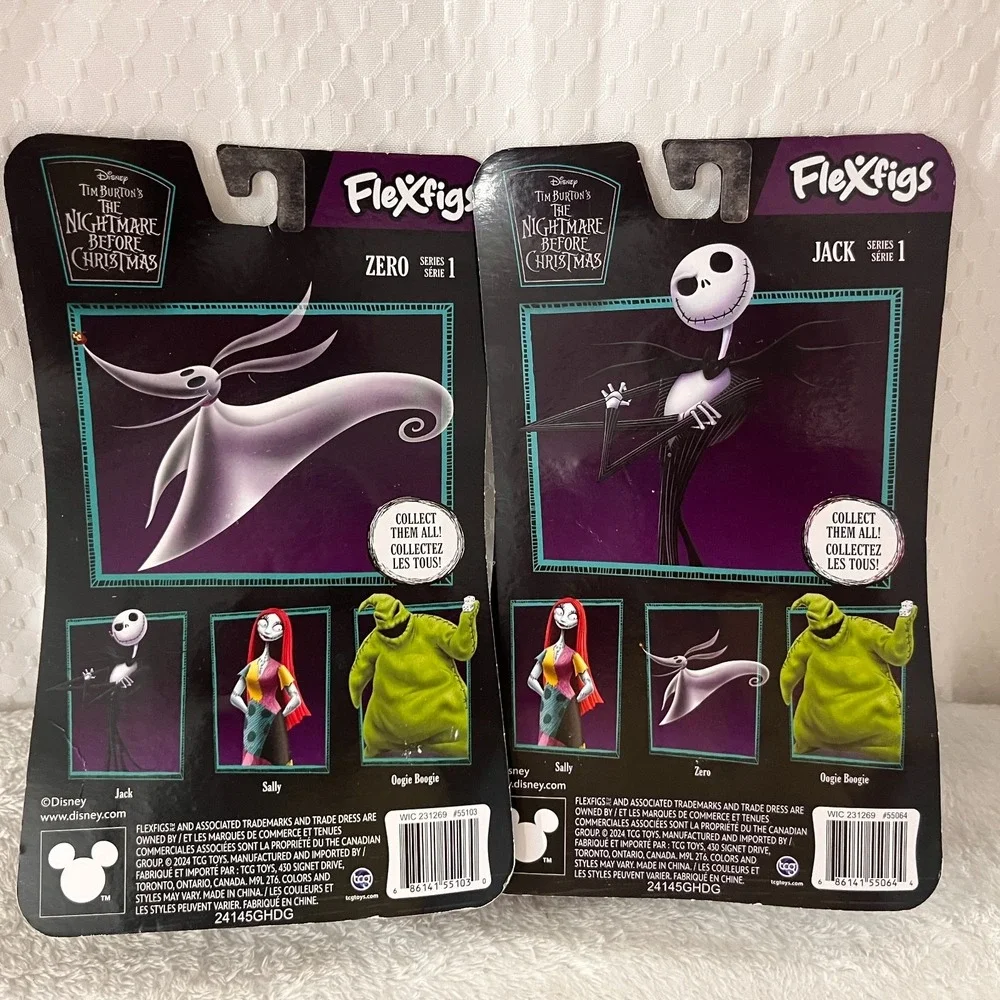 Disney The Nightmare Before Christmas Flexfigs Jack Skellington & Zero Figures